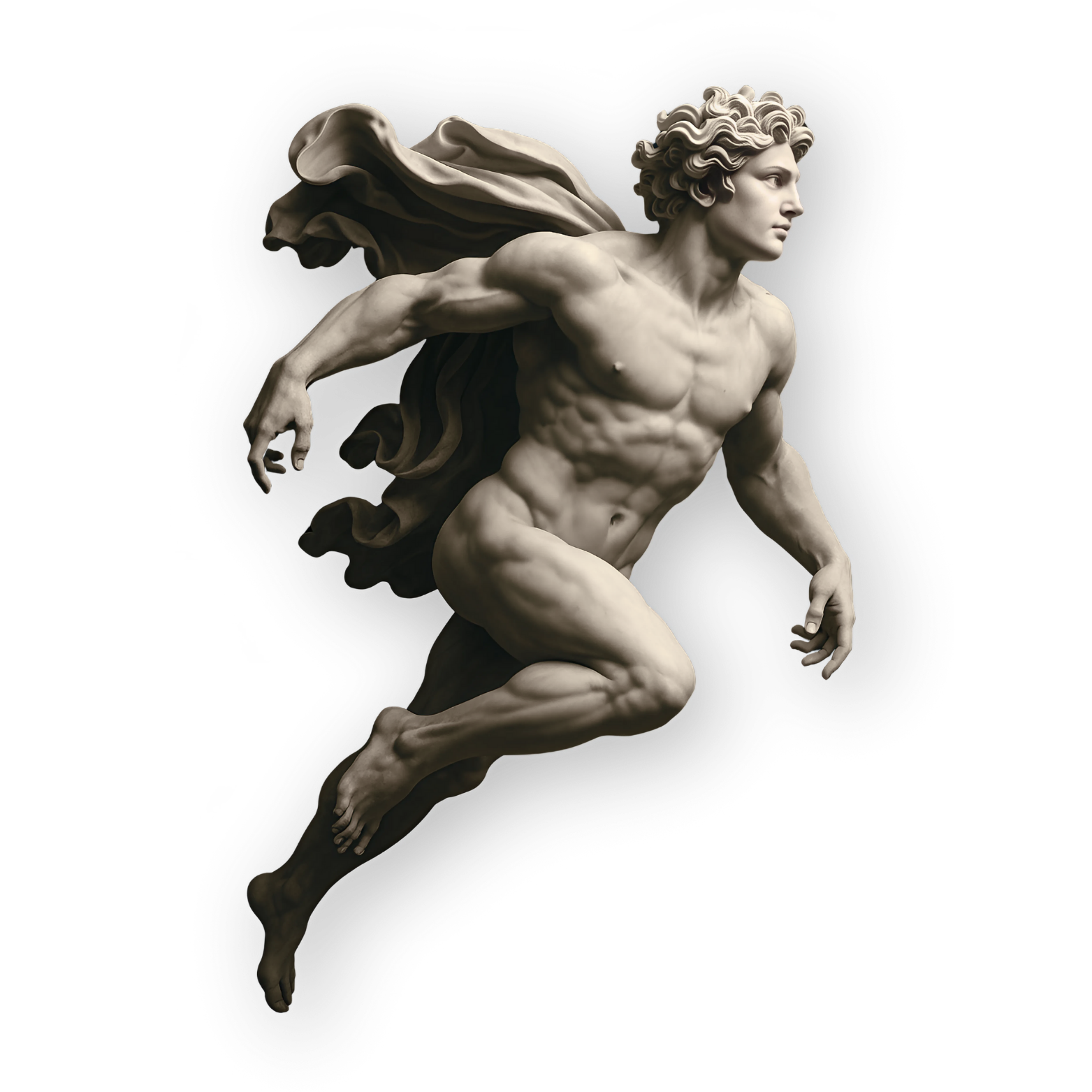 Ancient-style statue holding a banner, symbolizing strong client relationships and marketing excellence.